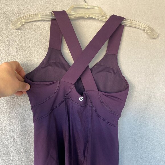 Lululemon Plum Deep V Tank Top with Crossback Straps | Built-In Bra Yoga Top | - Picture 4 of 5